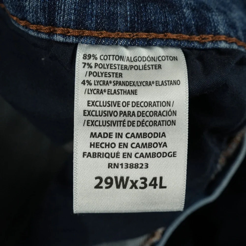 Rank 45 Jeans Mens 30x33 Blue Yuma Wash Trigger Slim Bootcut Performance Stretch